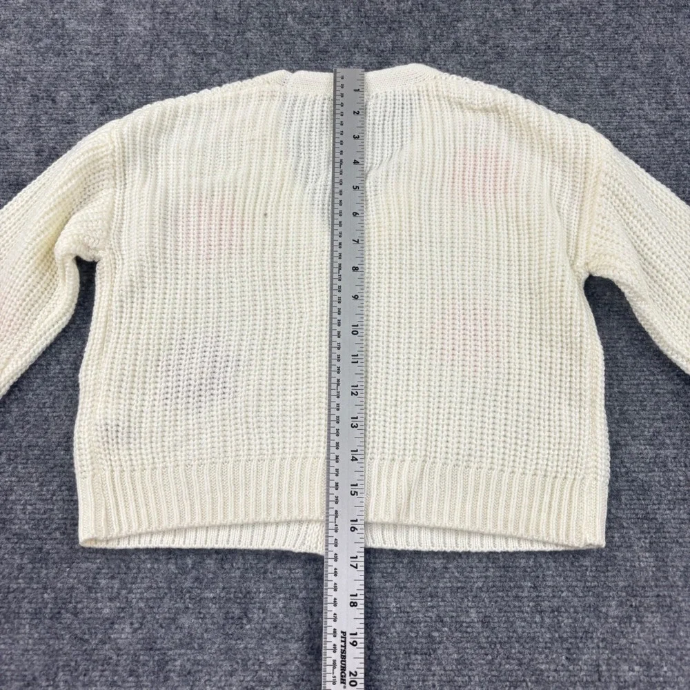 Freshman Cardigan Sweater Medium White Floral Embroidered Button Front NWT Women